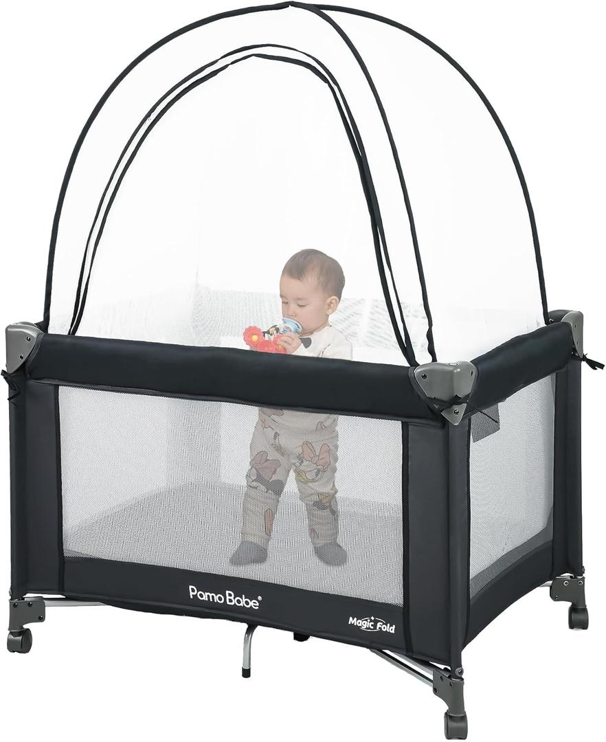 Pamo Babe Pack and Play Tent, Net Cover to Keep Baby in, Pop Up Breathable Mosquito Net