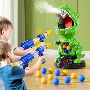 NIPLOOOW Dinosaur Shooting Toys for Kids 3-5 Years, Movable Target Shooting Games with 2 Air Pump Launcher, Interactive Competition Game Gift for Boys and Girls Ages 3 4 5 6 7 8 Years Old