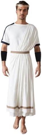 JKonHer Men's Greek Gods Toga Ancient Roman Senator Robe Caesar Costume, S