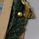 24 Inch Christmas Wreath for Front Door with Lights, Battery Operated Gold Pre-lit Xmas Wreath with Golden Ball Pine Cones Ornaments for Christmas Winter Window Outdoor Decor