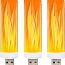 DASITON USB LED Flame Effect Light USB Flame Candle Bulb Flameless Tea Lights Candles Flickering Bright Tealights for Indoor Outdoor Home Party Decor (3 Pack)