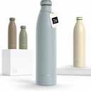 LARS NYSM Stainless Steel Insulated Water Bottle 12oz 17oz 25oz 34oz 51oz | Insulated Thermo Flask for Hot and Cold Beverages | Leakproof Drinking Bottle (Sky Blue, 33.9oz) (33.8 Ounces)