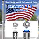 Anovo Flag Pole Kit- Stainless Steel 6 FT Flag Poles with1 Inch Metal 360 Rotating Flag Pole Rings Clip, Two-Position Flag Pole Holder Brackets Mounting for Outside House Outdoor Porch (6 FT-Sliver)