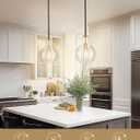Emak Black and Gold Pendant Lights Kitchen Island, 8 Inch Pendant Light Fixtures with Clear Glass Shade, Modern Farmhouse Island Lights for Kitchen, Dining Room, Bathroom, PL125-BKBGD-CG