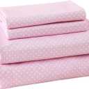 MCO 4Pieces Polka Dot Sheets Set, Breathable Full Sheet Set with 16" Deep Pocket,Modern & Luxury, Brushed Microfiber Bedding Set(Full, Polkadot Pink)