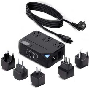 2000W International Travel Voltage Converter 220V to 110V with 2 USB Ports for Hair Straighteners,