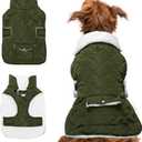 Dog Winter Coat - Windproof Fleece Warm Thick Dog Jacket Clothes for Snow Rainy Cold Weather - Green Pet Vest Coat Outfits for Small Medium Large Dogs - Indoor & Outdoor Use (S-XXL)
