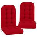 PRIMEPATIO Adirondack Chair Cushion, Rocking Chair Cushions Outdoor Waterproof, Replacement High Back Cushioned Seat Pad with Ties for Indoor Patio Porch Garden, 49x20x5 Inch Set of 4, Red