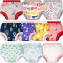 BIG ELEPHANT Potty Training Underwear - 10 Pack, 100% Cotton Absorbent Unisex Toddler Pee Pants for Boys Girls (Yellow Flower)