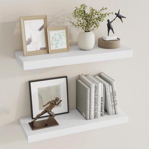 Dreamland 24 Inch Long Floating Shelves in White,6.7 Inch Deep Floating Shelf for Wall,Large Display & Storage Shelf, Wall Shelf for Bathroom Bedroom Living Room Kitchen OfficeSet of 2