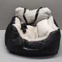 BurgeonNest Dog Car Seat for Small Dogs, Soft Pet Car Travel Home Bed Under 25 lbs, Fully Detachable and Washable Cat Booster Carseats with Storage Pockets and Clip-On Leash Portable Carrier,Black