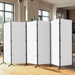 6 Panel Room Divider, Folding Privacy Screen Wall Divider for Room Separation, Freestanding Room Partitions for Home Office Dorm Decor,White