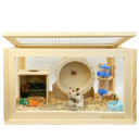 BNOSDM Wooden Hamster Cage and Habitats Transparent Small Animal Cages with Top Ventilation Syrian Dwarf Hamsters Mice Hutch Exercise Play House (19.6 x 11.8 x 11.8in)