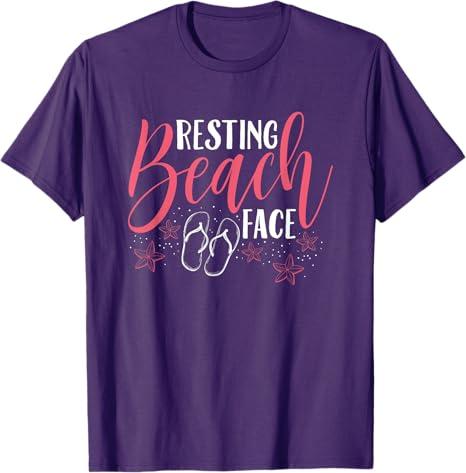 Summer Beach Scene Shirts Resting Beach Face Tee T-Shirt for Men Women Kids M