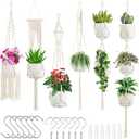 Macrame Plant Hangers, 6Pack Hanging Planters for Indoor Plants w/ 6 Set Hangers Kit Handmade Macromay Plant Hangers Indoor Flower Pots Holder Stand for Boho Home Décor (POTS NOT Included)
