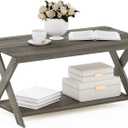 Furinno Modern Simplistic Criss-Crossed Coffee Table, 35.4 in x 19.6 in x 16 in, French Oak Grey