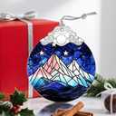Stained Glass Ornament, Christmas Ornaments, Christmas Tree Ornaments & Holiday Decor  Gifts for Nature Lovers, Ideal Holiday Present & Xmas Gift - Starry Sky and Mountains