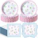 Havawish 96 Pcs Mahjong Plates and Napkins for 48 Guests, Mahjong Party Supplies Cocktail Tableware Including Dessert Plates and Napkins for Bridal Showers Birthday Wedding Party