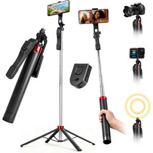 71" Phone Tripod Selfie Stick for iPhone/Android/Camera, Cell Phone Tripod Stand with Wireless Remote Control, Extendable Phone Mount 360 Rotation