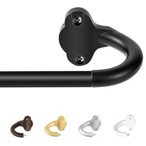 TVWOO Black Wrap Around Curtain Rods:5/8" Small Blackout Adjustable Window Curtain Rod for Bedroom Kitchen Apartment Renter Friendly,Room Darkening Curved Drapery Rods Easy Install,Matte Black 36-72"