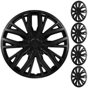 XLAVTIY 4 Pack 14 Inch Grey Black Universal Hubcaps Wheel Covers for Cars, Snap-On R14 Wheel Rim Covers for Most Standard Flat Steel Wheels ((Grey and Black)