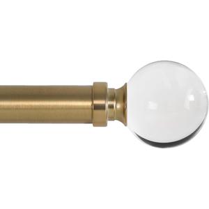 Ivilon Drapery Treatment Window Curtain Rod - Acrylic Ball 1 inch Pole. 28 to 48 Inch. Warm Gold