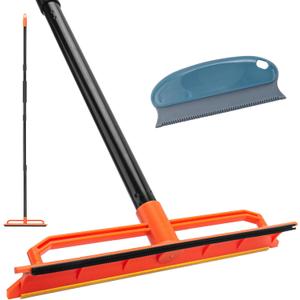 Carpet Rake, Pet Hair Removal Tool for Dog and Cat, 56'' Long Handle Rug Scraper for Stair Carpets, Mats, Couch (Orange)