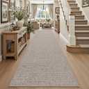 DEXI Runner Rug for Hallway 3x12, Non Slip Entryway Carpet with Rubber Backing, Dirt Trapping Farmhouse Runner Rugs for Indoor Hall Kitchen Bedroom Bathroom Laundry Room, Beige