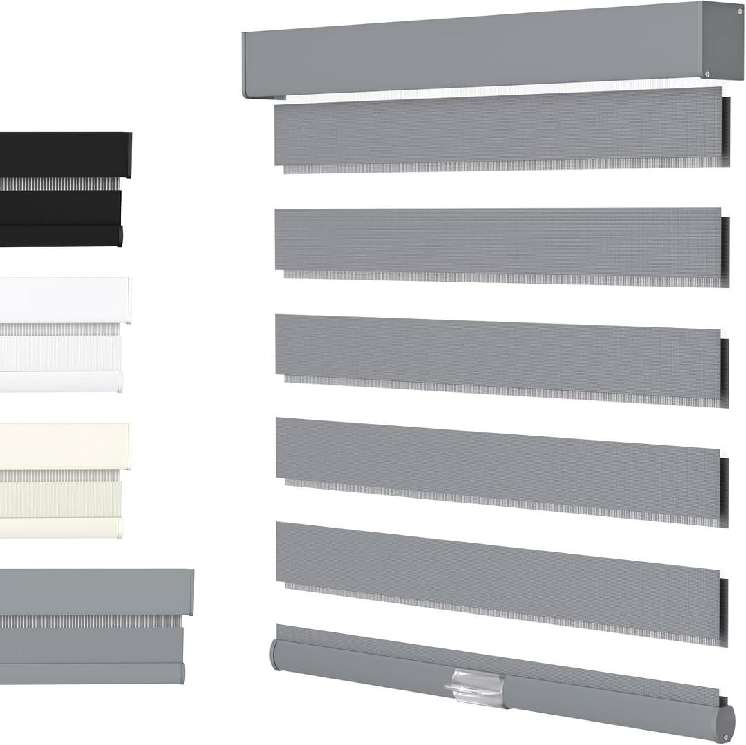 Cordless Zebra Blinds for Windows with Free-Stop(Gray,27" W x 50" H) Dual Layer Shades for Day & Night Privacy and Light Filtering, Perfect for Home & Bedroom, Easy to Install