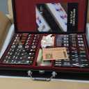 Yellow Mountain Imports Chinese Mahjong Game Set, Jet Set - with 148 Small-Size Black Tiles and Wooden Case, Wooden Spinner, Dice, and Scoring Sticks (for Chinese Style Game Play)