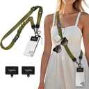 Icycay Phone Lanyard Crossbody, Green Cell Phone Strap for Around The Neck Adjustable, Minimalist Teacher Anti Theft Cute Lanyard for iPhone Case ID Holder Keys Accessories Travel Essential