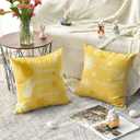 AVOIN colorlife Happy Easter Hunny Bunny Yellow Throw Pillow Covers, 18 x 18 Inch Bless Our Home Flowers Cushion Case Decoration for Sofa Couch Set of 4