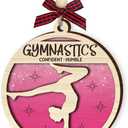 2 x Gymnastics Christmas Ornament for Girl - Wooden Gymnast Ornaments for Tree - Motivational Gymnastics Gifts for Athletes, Coaches, Team, Kids, Daughters - Sports Holiday Keepsake