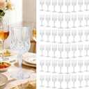 Teruntrue 48 Pcs Clear Plastic Wine Glasses Vintage Wine Glass for Parties Crystal Plastic Goblets Drinking Glasses Reusable Drinkware for Wedding, Valentines Day, Parties, Grand Event