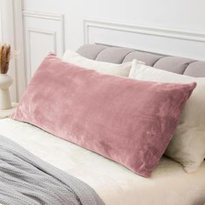 BEDELITE Body Pillow Cover with Zipper Closure, Super Soft and Cozy Fuzzy Fleece Pillowcase 20 x 54 Inches, Luxury Fluffy Plush Long Body Pillow Pillowcase for All Seasons(Dusty Pink)