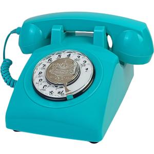 TelPal Retro Landline Phone, Corded Antique Vintage Phone with Old Fashion Rotary Dial Keypad, Decorative Classic 80s Phone for Gift (Blue)