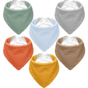 Muslin Baby Bibs,Soft Triangular Baby Bandana Drool Bibs for Baby Boy Girl,Solid Colors Bib for Drooling Teething (6 Pack-sunshine)