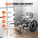 VEVOR Shower Wheelchair, 17.5in Width Aluminum Alloy Bathroom Wheelchair for Inside Shower, Adjustable Rolling Shower Chair w/Brake for Disabled Adult, 300 lbs Capacity Shower Commode Transport Chair