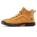 FLYLAND Men's Handmade Faux Leather Chukka Boots, Mid Top Lace-Up Casual Sneaker Boots, Non-Slip Rubber Outsole for Walking & Driving Golden-9