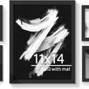 Real Glass Collage Picture Frames - 7 Pack, Gallery Frame Set, Multi Sizes Including 11x14, 8x10, 5x7, Collage Wall Decor for Hanging or Tabletop Display, Black