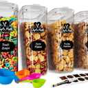 Cereal Containers Storage Set Large (4L,135.2 Oz), Airtight Food Storage Containers for Kitchen & Pantry Organization, Cereal Storage Container Set for Crunchiness, BPA Free Dispenser Keepers (4)