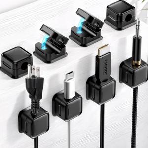7 x Magnetic Cord Organizer for Desk, 8 Pack Cable Clips for Cord Management, Adhesive Cable Holder for Car, Home Office Desk Accessories, Wire Organizer for Nightstand & Wall