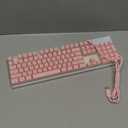 MageGee Gaming Keyboard, 7 Solid Colors Backlit Wired Gaming Keyboard with Clear Housing and Double-Shot Keycaps, K1 Waterproof Ergonomic 104 Keys Light Up Keyboard for PC Desktop Laptop, Pink