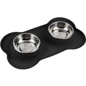 SUPERDESIGN Dog Bowls 2 Stainless Steel Puppies Bowl with No Spill Non-Skid Silicone Mat Pet Water and Food Feeder Bowls for Feeding Small Medium Large Dogs Cats Small BL