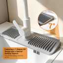 ZJWZLG Faucet Mat for Kitchen Sink, 17.7"X5.5" Silicone Sink Splash Guard with Soap Holder, Snap-On Design & 7slope Fast Drain, Folding Sink Faucet Mat for Universal Kitchen Bathroom SinkGrey (Gray)