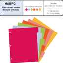 HABGP 12Pcs/2 Set 6 Tab Dividers for 3 Ring Binder, 12 Pcs Colorful Binder Dividers with Tabs, 3 Ring Page Folder Dividers, Plastic Tabbed File Dividers with Tabs, Three Ring Binder Index Dividers