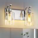 2-Light Bathroom Vanity Light, Brushed Nickel Wall Sconce, Modern Bathroom Light with Clear Glass, VL01BN-2