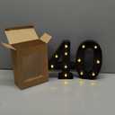Pooqla Decorative Led Light Up Number Letters, Black Plastic Marquee Number Lights Sign for 40th Birthday Party Wedding Decor Battery Operated Black Number 40