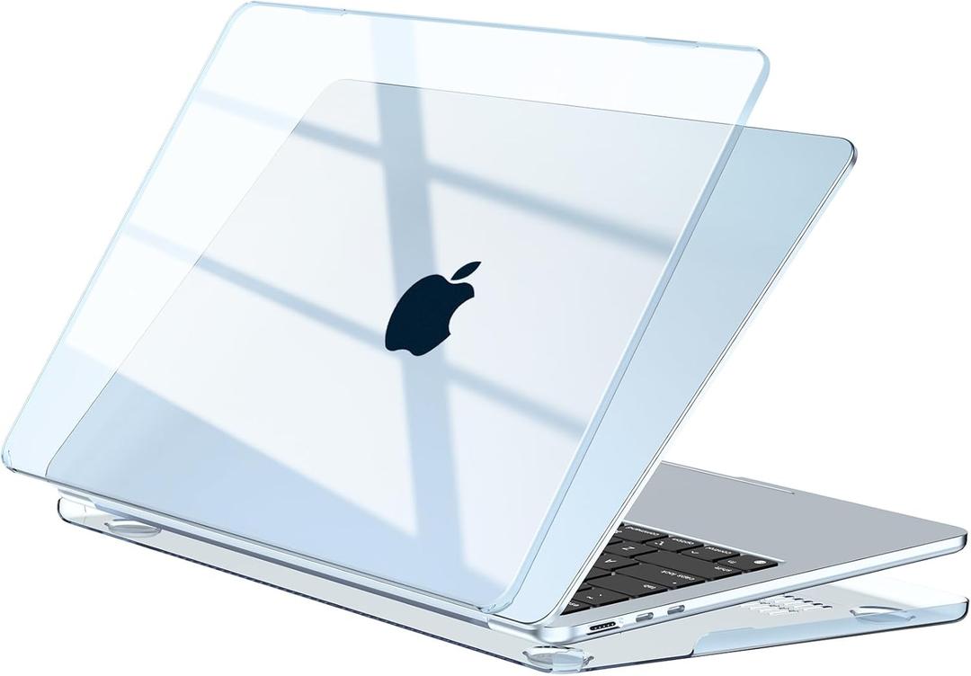 EooCoo Case Compatible with MacBook Air 13 inch M5 2026-2022 M4 M3 M2 A3449 A3240 A3113 A2681, Crystal Hard Shell Scratch Resistant Protective Cover Compatible for MacBook Air 13.6 inch, Sky Blue