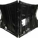 Daisy corsets women's Top Drawer Black Patent Pvc Vinyl Double Steel Boned Curvy Cut Waist Cincher (X-Large)